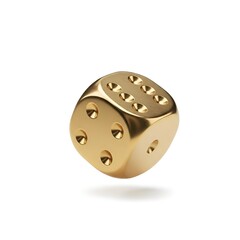 3D Gold Dice Falling Casino Concept