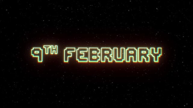 9th February Neon text with retro style