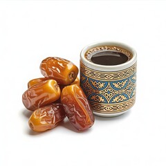 Dates on the plate and black coffee