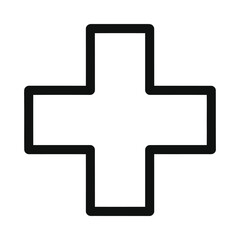 Obraz premium Simple black medical cross symbol on isolated, ui elements