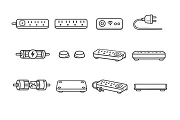 Smart integrated vector rectangular strip icon feet tech accessory power housing electrical