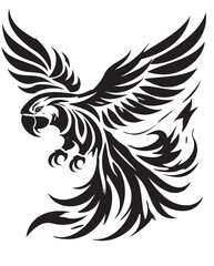 Fototapeta premium Tribal Tattoo Style Black Parrot Bird Illustration.