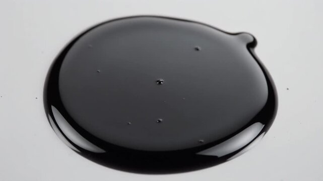 4K video of a single drop of oil on a surface