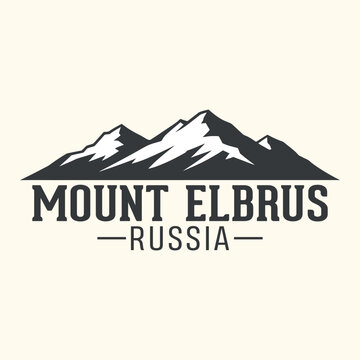 Landmark Vector Art Logo: Mount Elbrus, Russia - Majestic Mountain Silhouette