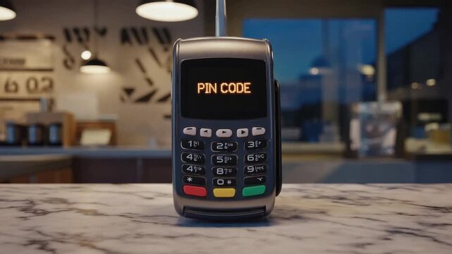 Pin code on a payment terminal.