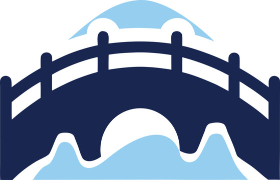 Simple snow covered bridge winter landscape icon image