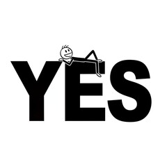 Cartoon Character Agreeing with YES Text.