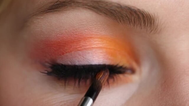 Colorful eye makeup application with vibrant shades and techniques