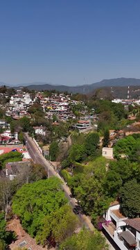 Aerial view of malinalco town in mexico on a sunny day