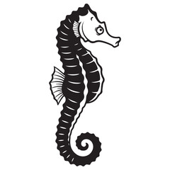 Fototapeta premium Elegant Black and White Seahorse Illustration