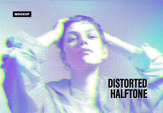 Abstract Distorted Halftone Effect Mockup