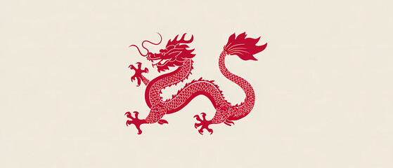 Simple minimal chinese dragon icon mahjong inspired design © Realm