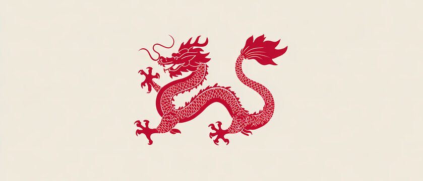 Simple minimal chinese dragon icon mahjong inspired design