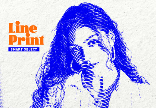 Wave Line Print Effect Mockup