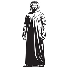 Obraz premium Arab Man in Traditional Attire Vector Illustration