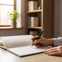woman writing on a notebook