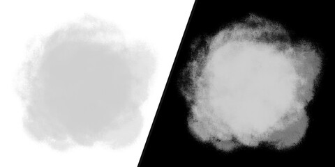 Smoke Cloud Texture Overlay Set on Isolated Black and White Backgrounds