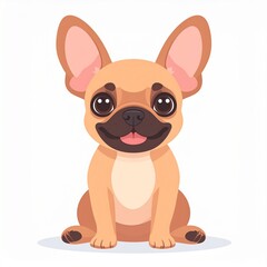 Obraz premium Cute French Bulldog Sitting, Flat Vector Illustration Isolated on White Background