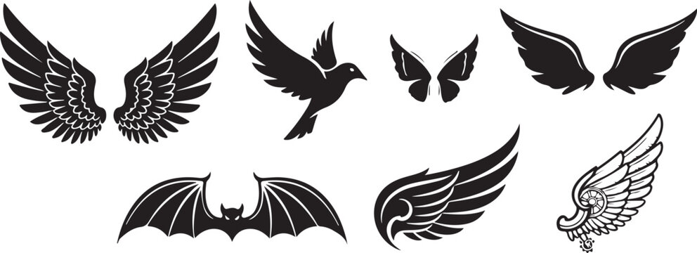 Black and white bird icons flying in opposite directions vector illustration Vector