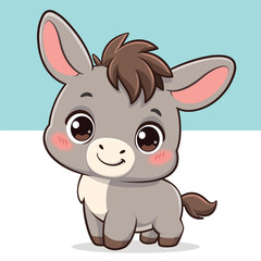Fototapeta premium Baby Donkey Cartoon Character Vector Illustration