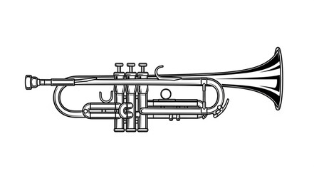 Obraz premium Detailed illustration of a brass trumpet, showcasing its intricate design and components.