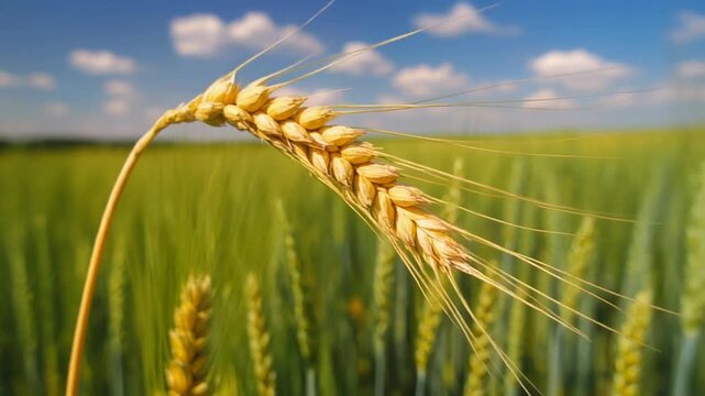 4K video of golden wheat field on a sunny day