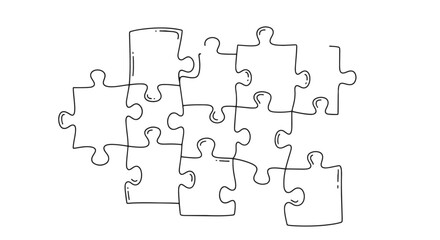 Puzzle Pieces Connecting Together on a Black Background Representing Teamwork and Solution