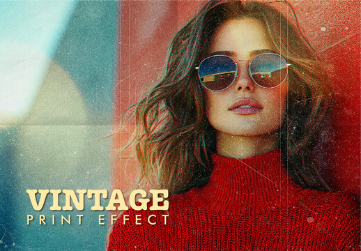 Vintage Print Effect Mockup