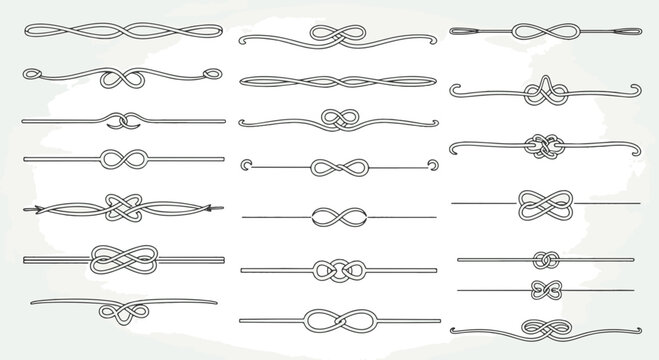 Knot Infinity Symbol Decorative Line Art Dividers Collection Set Vector Elements for Design