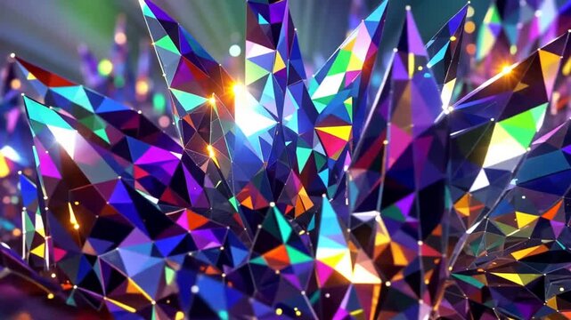 4K video of sparkling crystal formations in vibrant colors