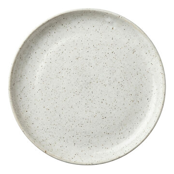 Rustic speckled white ceramic plate isolated