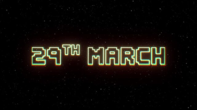 29th March Neon text with retro style