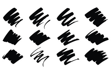 Obraz premium Collection of black brush strokes on white background
