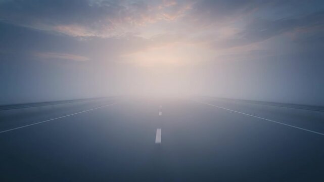 A solitary road stretches towards a hazy horizon under a moody sky The empty asphalt invites exploration into the unknown with its sense of vastness and quiet mystery
