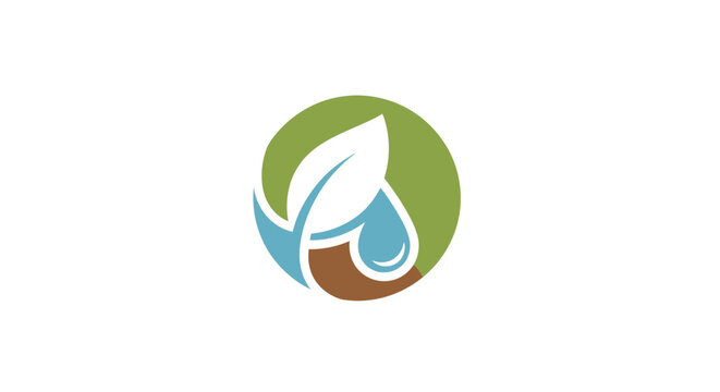 Eco-friendly logo with leaf and water droplet symbolizing nature conservation.