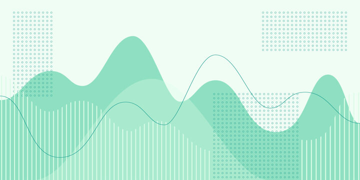 Abstract financial growth background with green wavy lines and dot patterns. Modern vector illustration for data analysis, business presentation, FinTech, and sustainable ESG strategy reports.