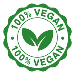 vegan 100 green label badge
