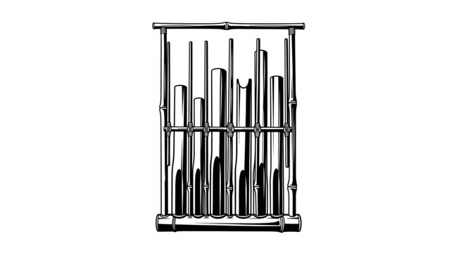 Detailed illustration of a scientific instrument with multiple tubes and a frame.