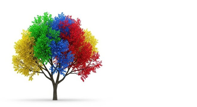 Une image captivante d'un arbre isol&eacute; pr&eacute;sentant ses branches et son feuillage, parfaitement d&eacute;coup&eacute; sur un fond blanc pur et net, d&eacute;tail, racines, fond blanc