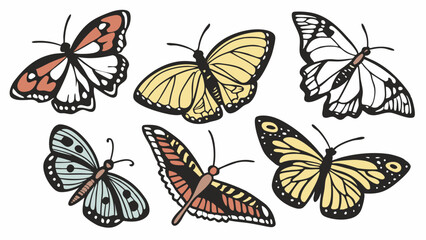 Colorful Butterfly Illustrations Set for Spring Nature Design Wedding Invitations Seasonal Website Graphics Summer Decor