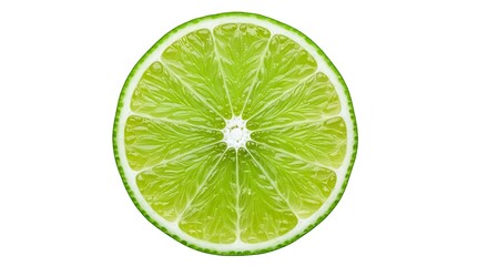 A slice of lime on a white background