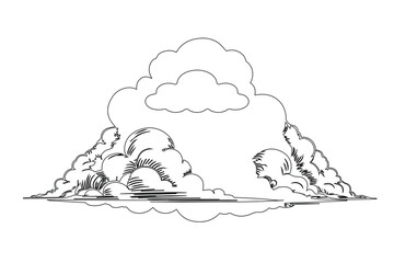Fototapeta premium Hand Drawn Cloud Sketch, Monochrome Outline Artwork