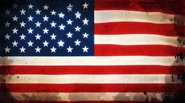 Vintage american flag with a heavy grunge texture and weathered effect. Patriotic symbol for national holidays like memorial day or the fourth of july