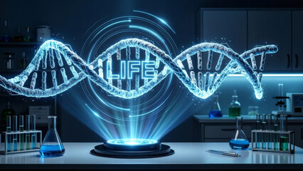 Fototapeta premium DNA Hologram in a Laboratory Setting