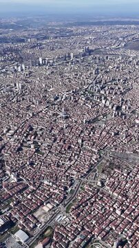 Aerial daytime view of Istanbul's 3rd bridge, drone footage of Istanbul from the sky. General view of Istanbul from high altitude.