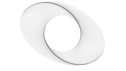Abstract 3D effect of a circular path made of black lines, suggesting motion, rotation, or a...
