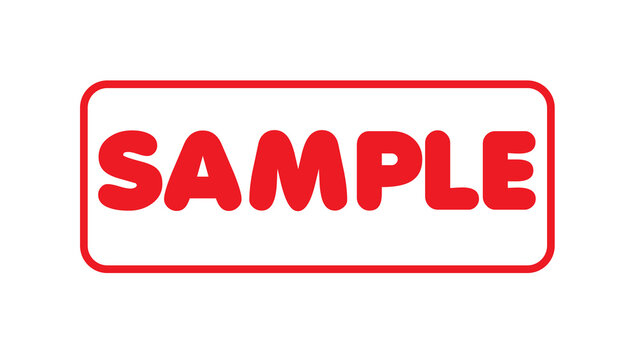 Vibrant red 'SAMPLE' text in a rounded rectangular badge on a clean white background, ideal for watermarking images