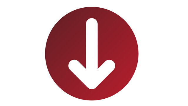 Single white downward arrow within a dark red circular gradient, indicating a decline or decrease.