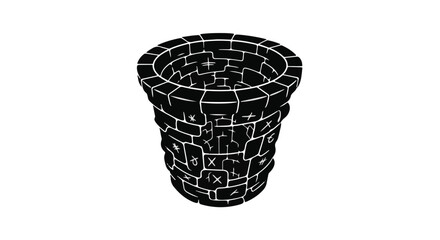 black brick well bucket illustration