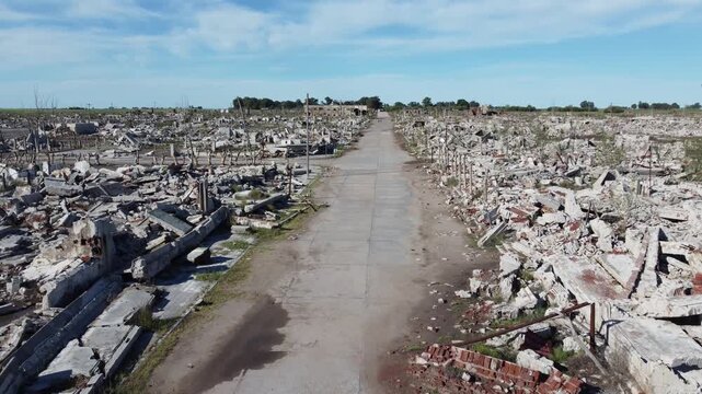 ost-apocalyptic view of Villa Epecuen after the flood